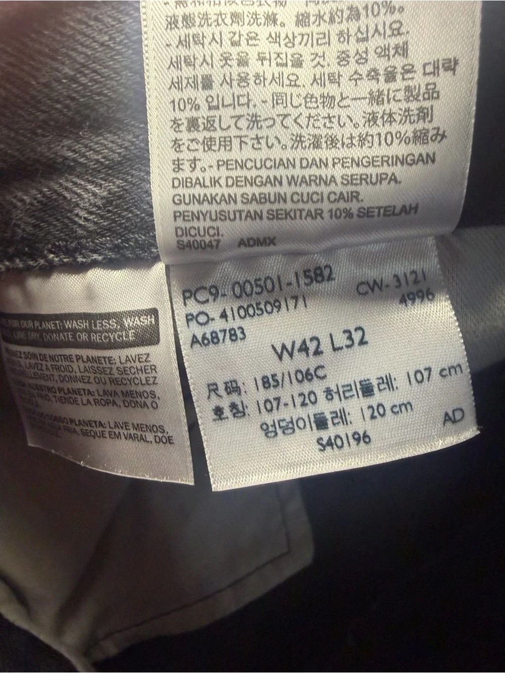 Levi’s 501 Straight Fit Y2K Button Fly Classic Black Jeans 42x32